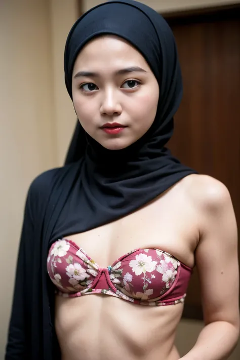 (((HIJAB MALAY GIRL))), masutepiece, High quality, UHD 32K, Realistic face, Realistic skin feeling , A Japanese Lady, 8 years old, , Very cute and baby-like face, (((FLAT CHEST))), (MATRIX WORLD), ((look In front  at the camera and SADNESS)), ((())), (((CU...