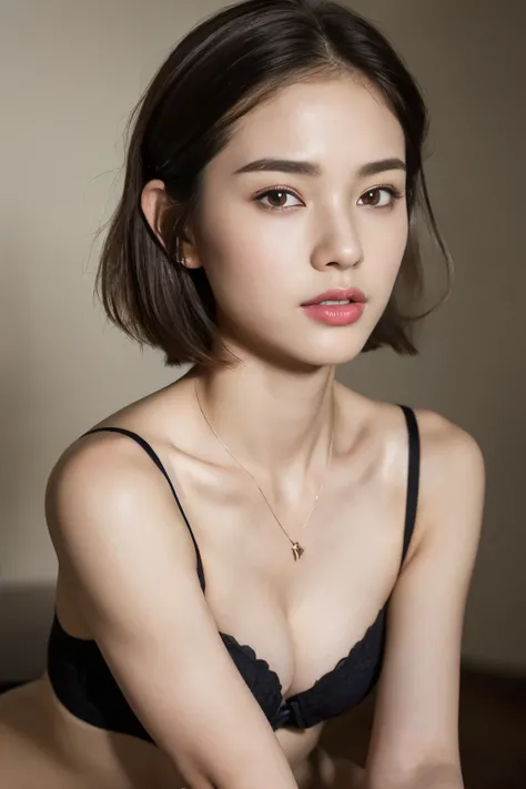 ((top-quality、8K、​masterpiece: 1.erfect Body Beauty: 1.4、Slender Abs: 1.2、Beautiful woman with slender abs:1.3、(Highlight Haircutreast B Cup:1.2), medium breast, round shape breast, perfect shape breast, ( portrait photography, studio light, ),  blazer and...