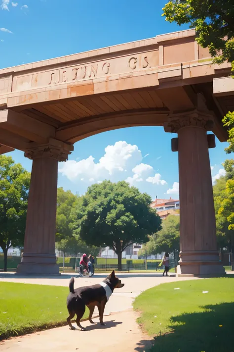 UN PARQUE CON PERROS EN CARICATURA