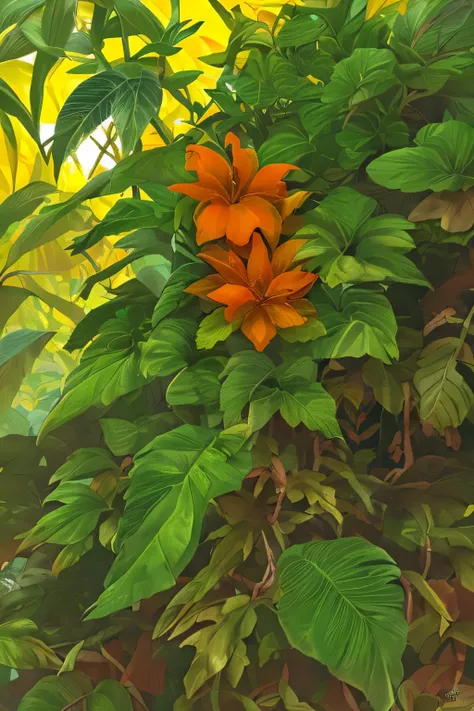 ((melhor qualidade)), plant, color orange, leafs.