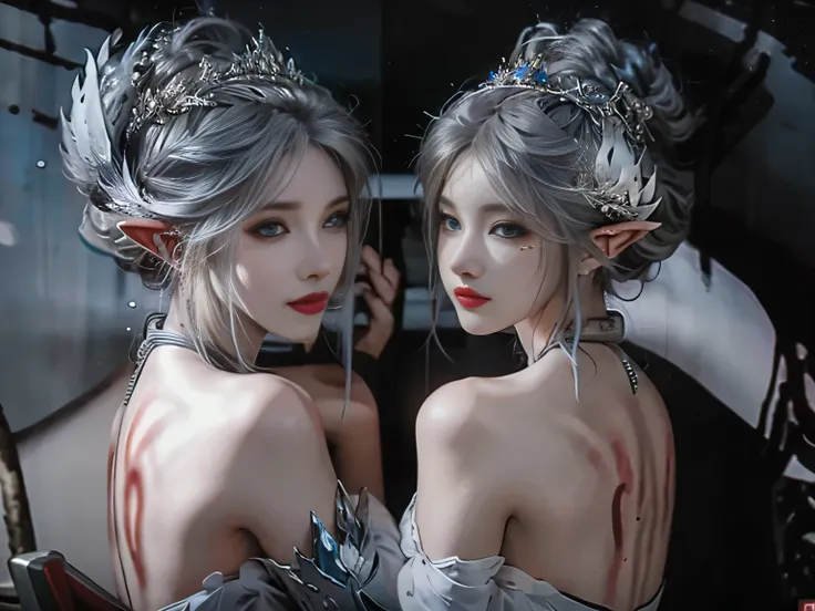 there is a woman in a black and white outfit holding a sword, a screenshot inspired by pu hua, trending on cg society, rococo, s...