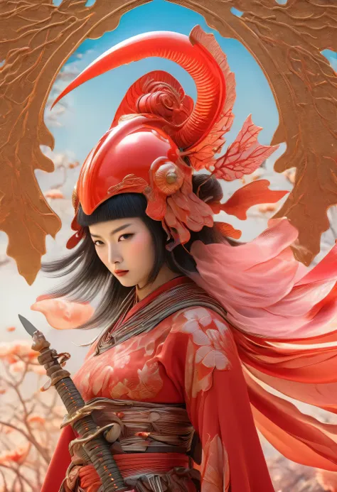 (best quality,4k,8k,highres,masterpiece),ultra-detailed,(realistic,photorealistic,photo-realistic), HDR,UHD,ultra-fine painting,sharp focus,physically-based rendering,extreme detail,art nouveau,tarot card style, onmyoji detailed art, 1female alien, cyborg ...