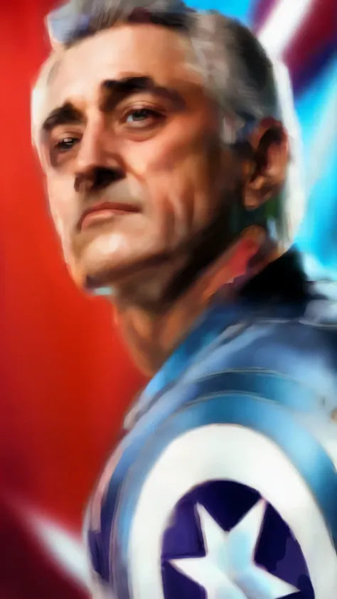 . .Robert D Niro in Tarantino style as Captain America 8k, High Definition, cara detallada, cara detallada, ojos detallados, traje detallado, al estilo de marvel y dc, Hyper realistic, + cinematic shot + dynamic composition, incredibly detailed, Afilar, de...