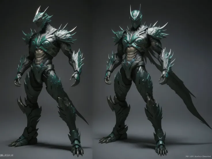 ((best quality)), ((masterpiece)), (detailed), perfect face, Blue and Green, Raptor Power Ranger, Prehistoric Setting, Single person, Sleek Raptor Armor, Full Body, Raptor Base, Kamen Rider, 1 male, Raptor Claws Arms