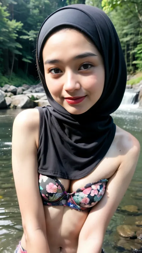 (Happy smile), (((HIJAB MALAY GIRL))), masutepiece, High quality, UHD 32K, Realistic face, Realistic skin feeling , A Japanese Lady, 8 years old, , Very cute and baby-like face, (((FLAT CHEST))), (MATRIX WORLD), ((look In front  at the camera and SADNESS))...