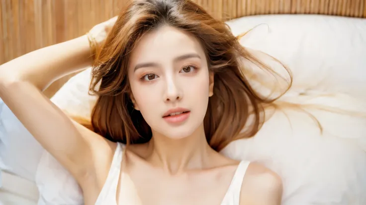 Arav woman with long brown hair and white shirt, Popular Korean makeup, Popular Korean makeup, Young and cute Korean face, Gorgeous young Korean woman, Young and beautiful Korean woman, Beautiful Korean woman, Korean facial features, Ulzan, Beautiful face,...