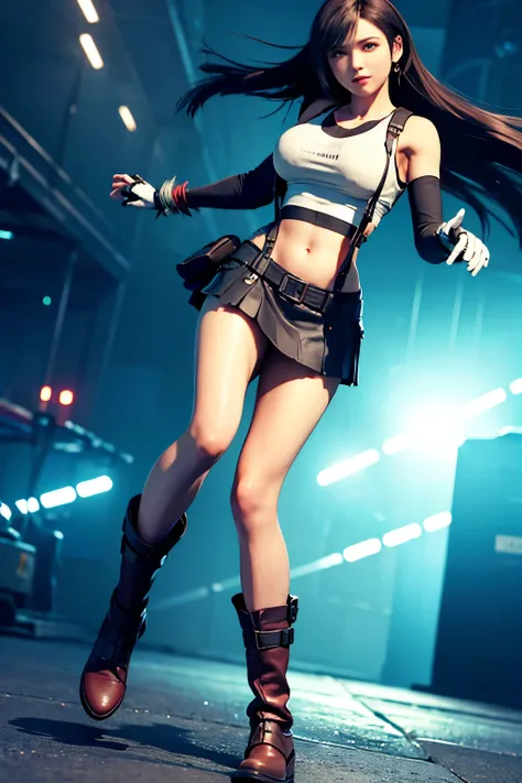 8k,​masterpiece, bset quality,huge tit、（1girl in、tifa lockhart、red_eyes、black hair、long hair、Flapping hair， Adult beauty、shinny skin、Shiny big)、 ((top-quality))、 Crisp focus:1.2、Highly detailed facial and skin texture、A detailed eye、face perfect、perfect bo...