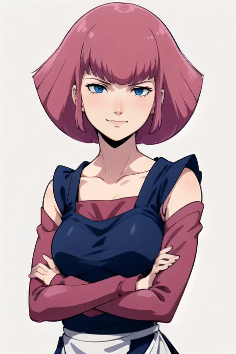 masterpiece, high quality, alone, look down, low angle shot of haman_khan,1 female, embarrassing, pink hair, short hair, side lo...