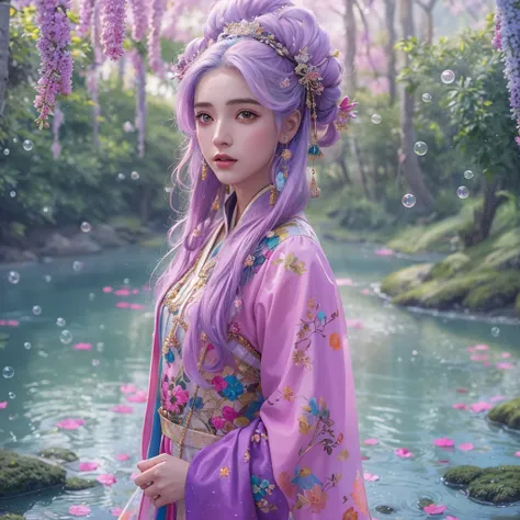 snow hoop exclusion area 32k（tmasterpiece，k hd，hyper hd，32k）long flowing purple-pink hair，autumn pond，zydink， a color， tongzhou ...