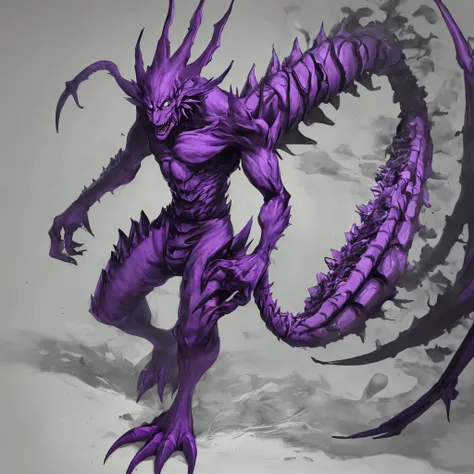 create the image black with purple and an anime monster