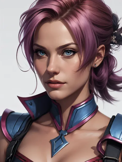 Vi in Arcane , white background , realistic character style , realistic art 