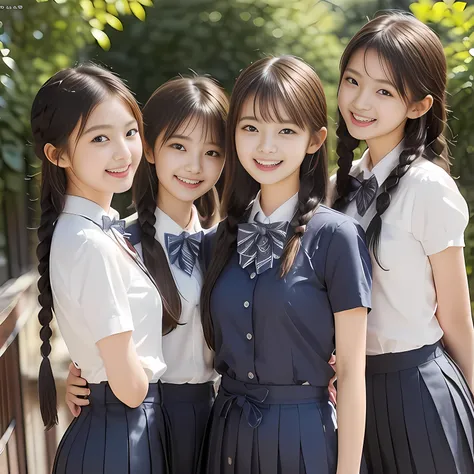 (highest quality、masterpiece:1.2)、highest quality、Realistic、photograph、High resolution、1080p、8K、Fair skin, especially face, Physical Rendering、((Height: 160cm)), some Japanese girls、((((((Three 16 year old Japanese magazine high school student fashion mode...
