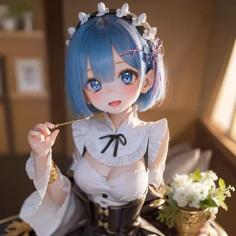 A five-year-old girl named Rem, it is (((((((baby))))))) style, Has beautiful and delicate eyes, lips, And the face. Artwork must be of the highest quality, Sharp focus and ultra-detailed rendering. The color palette should be vibrant and vivid.  The mediu...