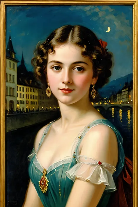 ((best quality)), ((masterpiece)), (detailed), perfect face, zurich,1917,night,carneval