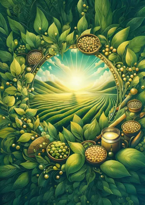 A circular painting captures the image of a serene green field, reminiscent of a tranquil paradise. This masterpiece is the creation of renowned artist Justin Gerard, renowned for his exceptional attention to detail. Inspired by the ethereal landscapes of ...