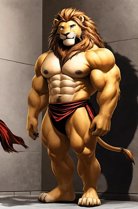 Male. Lion. Furry, lion antro), standing, alone, nj5furry, (Lion, huge, huge, young face, teenager, bodybuilder body), Lion, ((extremely realistic shadows, masterpiece, extremely detailed, photorealistic)), kemono, young, teenager , ((16 years old)), firm ...