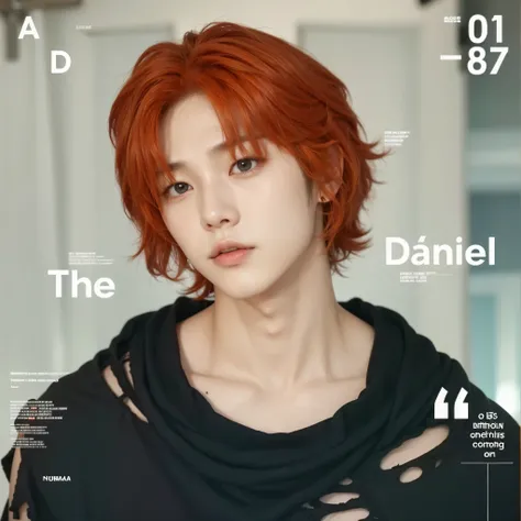 Hyunjun hur actor y idol de kpop mas realismo en el cabello y ropa hair orange