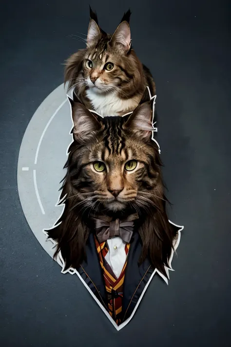 Harry Potter handsome Maine Coon cat cosplay cartoon sticker