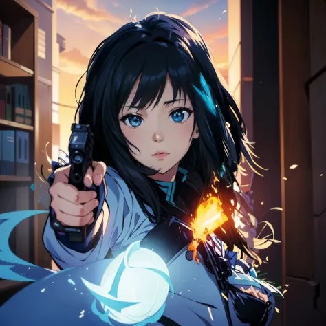 anime girl with gun, Fubuki,Beautiful Anime Girls, by Fujishima Takeji, Inspired by Rei Kamoi, by Shinoda Toko, sui ishida art manga, rei hiroe, hinata hyuga, Aya Takano Color Style, Aeon flux style mix