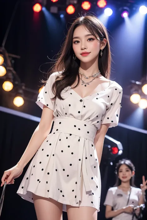 22-year-old girl has a perfect face, right hand and hair, Cute short sleeve and casual pants set, Slim and plump body. Skin with delicate eyes (1.1 emphasize), Very detailed skin texture (1.1 emphasize). Thin necklace, Model photo style, Reality, The skin ...