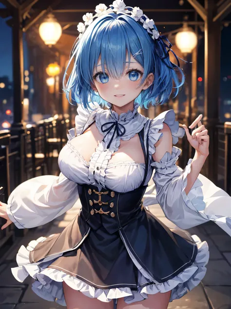 Ultra HD、(masterpiece)、[3Dimage:1.15],Attractive eyes、Your smile is so cute、[[Detailed eyes、Colorful eyes、Shining Eyes:1.15]]、Blue Hair、skirt,Best Anime 4K Konachan Wallpaper, Anime Style 4k,Anime Moe Art Style、Cowboy Shot,8Ｋimage、(highest quality:1.2)、(Fa...