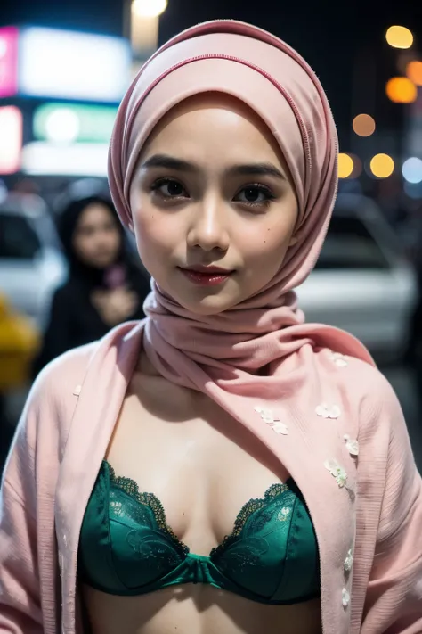 strapless Colourful bra, (floral pattern), Tiny (Wearing Lingerie), (((HIJAB MALAY GIRL))), masutepiece, High quality, UHD 32K, Realistic face, Realistic skin feeling , A Malay Lady, 8 years old, , Very cute and baby-like face, (((FLAT CHEST))), (MATRIX WO...