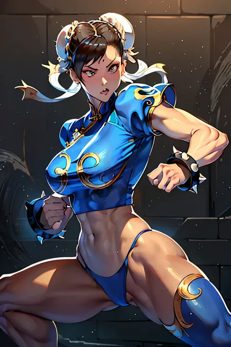 In the vibrant and intricately detailed pixel art world of Street Fighter, Chun LI and Ken engage in an intense battle. Both characters are meticulously designed, with each pixel representing a part of their high-defined bodies. Chun LI, dressed in her tra...