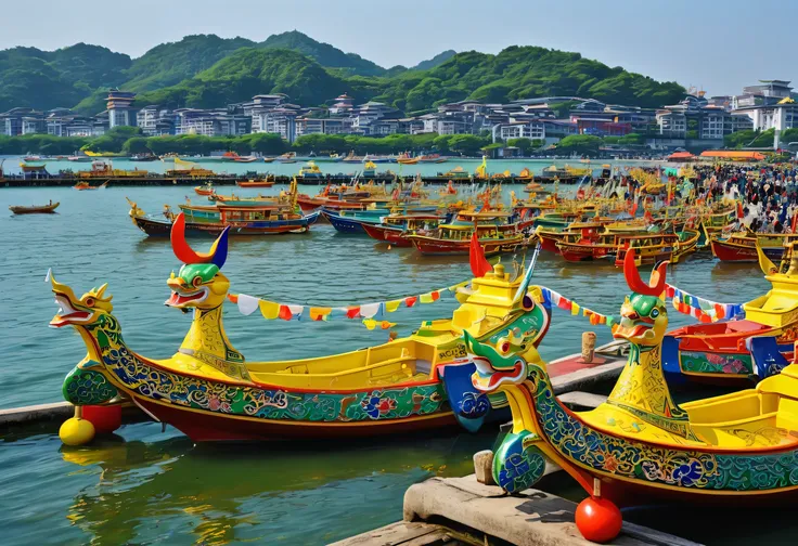 On the pier in front of the city、Brightly painted boats lined up。, Photo by Yang Hui, Flicker, Cloisonne, Portrait Shot, Taken with Nikon D3200, Yellow Dragon Head Festival, good looking, Taken with Nikon D3, full frame shot, head shot, Shooting with Sony ...