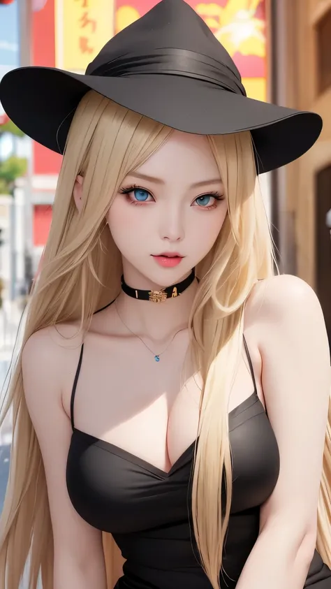 Blonde、girl in black hat, Realistic anime 3D 风格, Realistic anime art style, Realistic anime, Realistic anime girl render, Artwork in the style of Guweiz, Surrealist anime, Realistic young anime girl, Beautiful anime portrait, Anime realism style, anime sty...