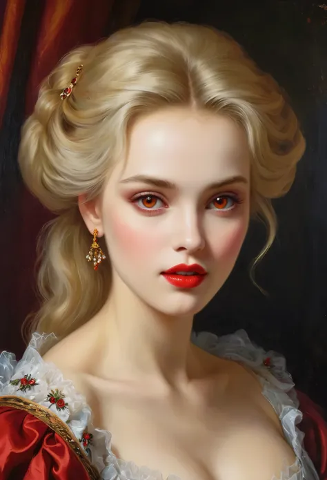 (high resolution,masterpiece:1.2),(realistic:1.37)portrait of an 18th century russian vampire girl of unparalleled beauty. she h...