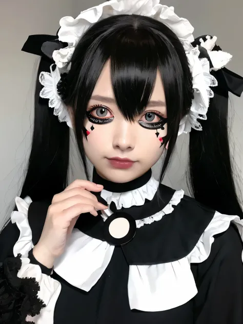 Gothic Lolita、White eye patch、Sty、Beauty、Black Hair、black eye、