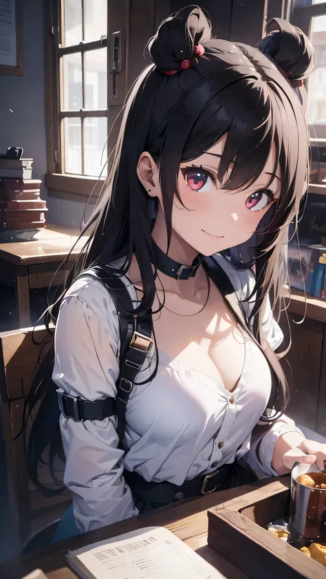 最high quality、Best image quality、masterpiece、girl((20-year-old、 By becoming、Best Bust、Medium Bust,Wide open breast tea、red glowing eyes,Silver Hair、Disheveled Hair、Long Hair、thin,The highest valley、Open chest、White wristband、smile、hair ornamentany accessor...