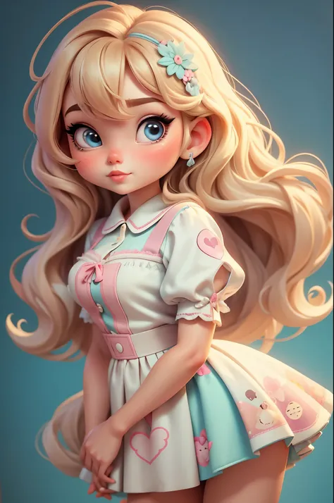 imagem de alta qualidade de uma boneca chibi Taylor Swift: boneca chibi ,illustration,detalhes delicados,Pose encantadora,lovely expression,cores suaves,roupa bonita,cabelos intrincados,beautiful eyes and lips,melhor qualidade,ultra-detalhado,fotorrealista...