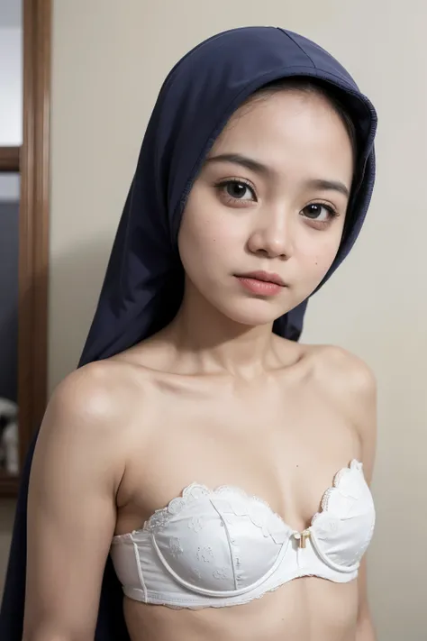 (((HIJAB MALAY GIRL))), masutepiece, High quality, UHD 32K, Realistic face, Realistic skin feeling , A Japanese Lady, 8 years old, , Very cute and baby-like face, (((FLAT CHEST))), (MATRIX WORLD), ((look In front  at the camera and SADNESS)), (((WHITE))), ...