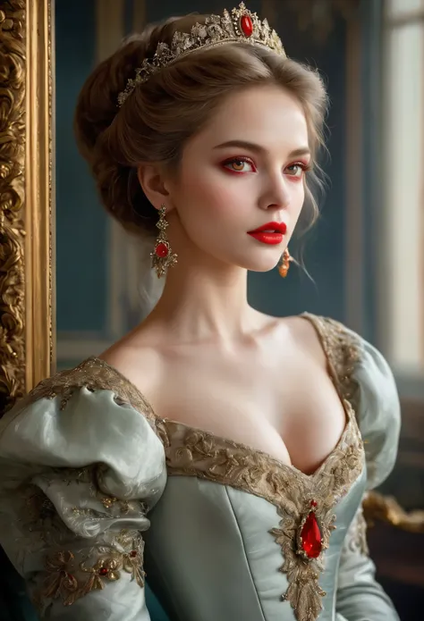 (high resolution,masterpiece:1.2),(realistic:1.37)portrait of an 18th century russian vampire girl of unparalleled beauty. she h...