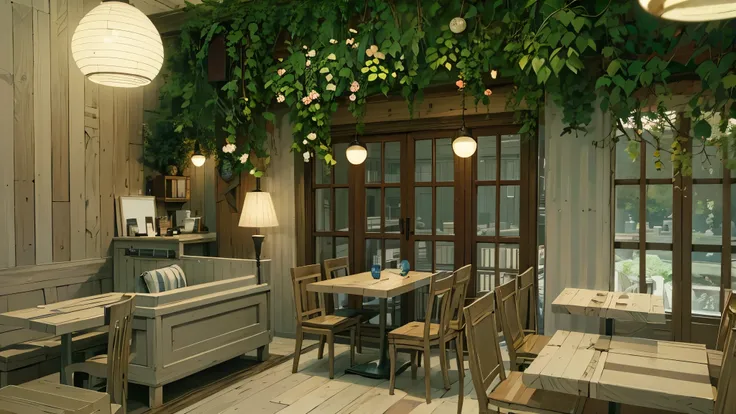 there is a room with a lot of furniture and a big window, cozy cafe background, a multidimensional cozy tavern, cozy and peaceful atmosphere, cottagecore, cottagecore!!, the sims 4 texture, pleasant cozy atmosphere, designed for cozy aesthetics!, inspired ...