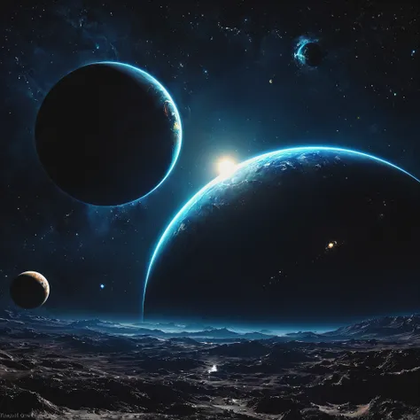 Space without planets in dark colors