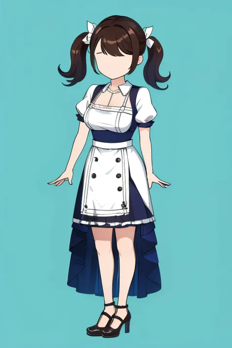 a girl standing，wearing maid outfit，