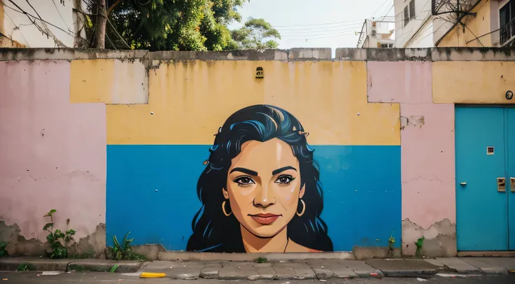  Muro(parede antiga) em uma Rua vazia(((Estácio-Rio de Janeiro))), deserta, com cartazes na parede(((propaganda mulher bonita)))