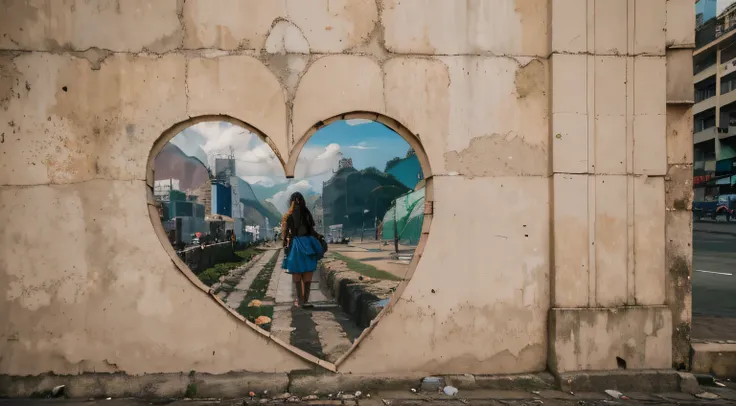  Muro(parede antiga) em uma Rua vazia(((Estácio-Rio de Janeiro))), deserta, com Outdoor(((sad torn hearts)))