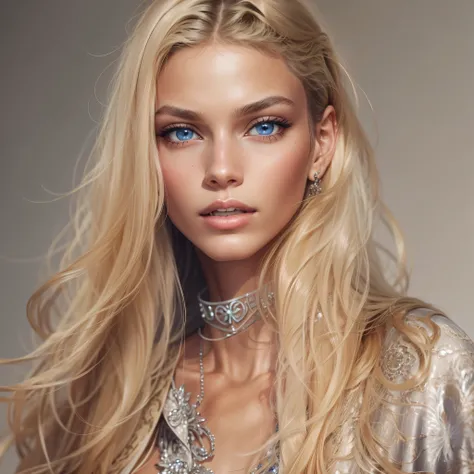 Fernanda Tavares, a supermodel from the 2000s, has the following physical characteristics:
- Her height is 178cm, bust is 86cm, waist is 61cm, hips are 86cm, and shoe size is 25cm.
- Her hair color is blonde and her eyes are blue.
- She has a sharp and mod...