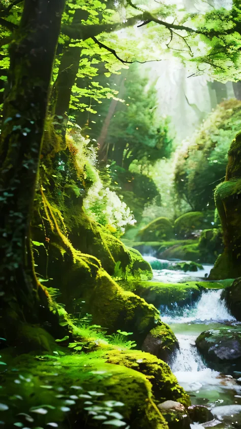 masterpiece, best quality, high quality,extremely detailed CG unity 8k wallpaper, An enchanting and dreamy scene of  a fantasy forest, with towering trees, hidden fairy glens, creating a sense of mystique and enchantment, artstation, intricate, trending, a...