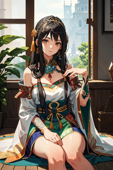 Stunning indigenous female anime character --s2
Perfectly proportioned figure, intricately detailed traditional tattoos, long, wavy dark hair with flowers placed gently on it, traditional headpiece or headdress, vibrant and colorful clothing representing i...