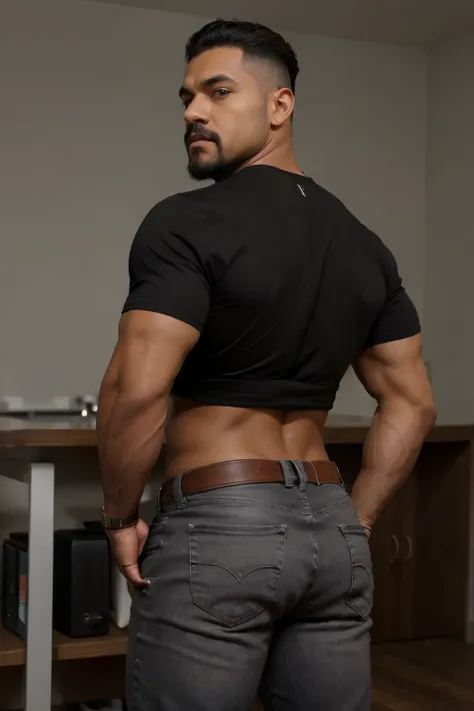 obra maestra, mejor calidad, ultra detallado, 1 hombre de espaldas, macho maduro, muscular, pedazo, bara, deportista, carne de r...