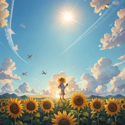 A realistic depiction of a sunflower, Girasol, standing tall and bright in the sunlit meadow, its petals softly illuminated, each tiny crease and vein captured in hyper-realistic detail, the vibrant yellow hue a testament to natures beauty, captured in stu...