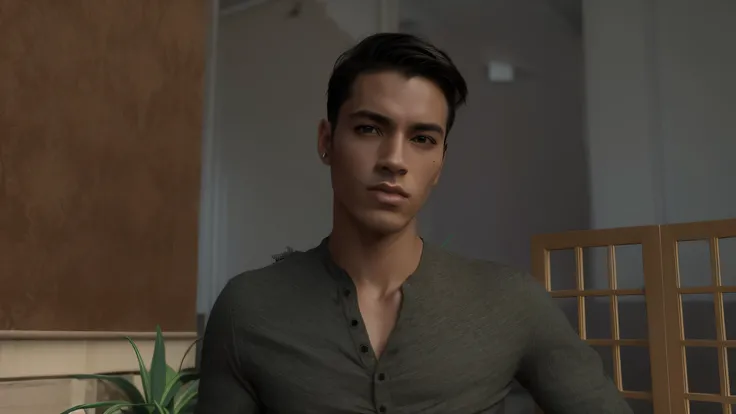 homem arafiado de camisa cinza sentado em uma mesa com um laptop, avatar da segunda vida, homem adulto jovem, adolescente hiperrealista, maxwell rendering, attractive androgynous humanoid, 3D Demo Roll Avatar, modelado em poser, rosto renderizado realistic...