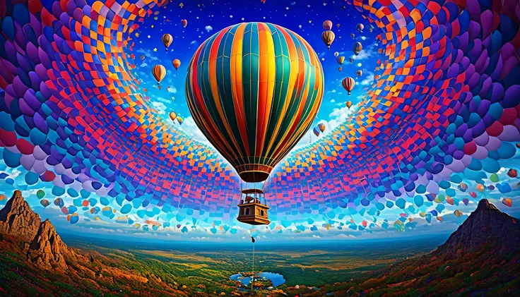 - Artistic Image prompt structure:
"A surrealistic portrayal of an air balloon suspended in a fantastical dreamscape, where reality and fantasy merge in a kaleidoscope of colors and shapes, transforming the ordinary into the extraordinary, Surreal Air Ball...