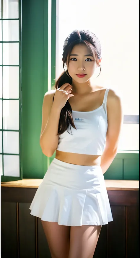 Real photo、Highest imYear quality、Realistic、Big 、Narrow waist、White panties、Beautiful woman、Beautiful thighicro Mini Skirt、Beautiful Face、本当の私は何Yearも、federal army uniform miniskirt、ponytail、Yuriko Yoshitaka、16 year old Japanese female、（Zuo々Nozomi:1.4）、pret...