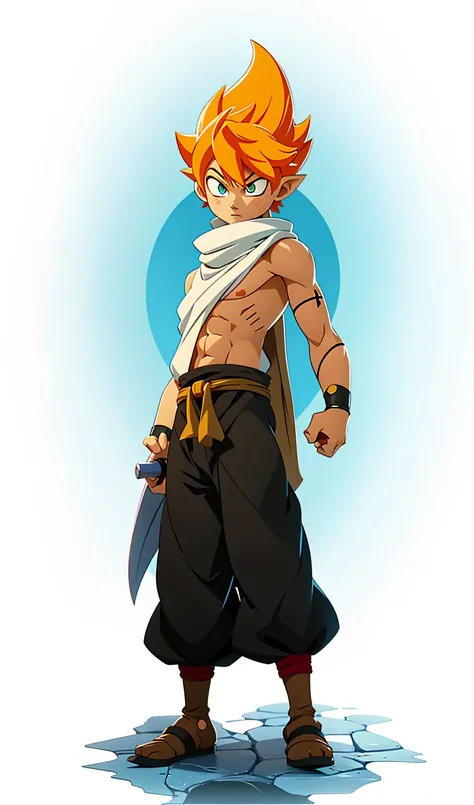 a close up of a cartoon character with a sword in his hand, anime style character, anime style”, male anime character, orange - haired anime boy, wakfu colors + symmetry, official character art, anime character, male anime style, dofus, character dragonbal...