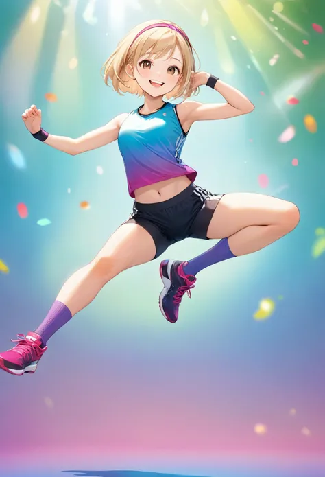 (highest quality,4K,8k,High resolution,masterpiece:1.2),Very detailed,(Realistic,photoRealistic,photo-Realistic:1.37),whole body,Beautiful fine details,beautiful lip detail,Very detailed目と顔,Long eyelashes,lean and fit body,A confident smile,Cheerful pose,a...